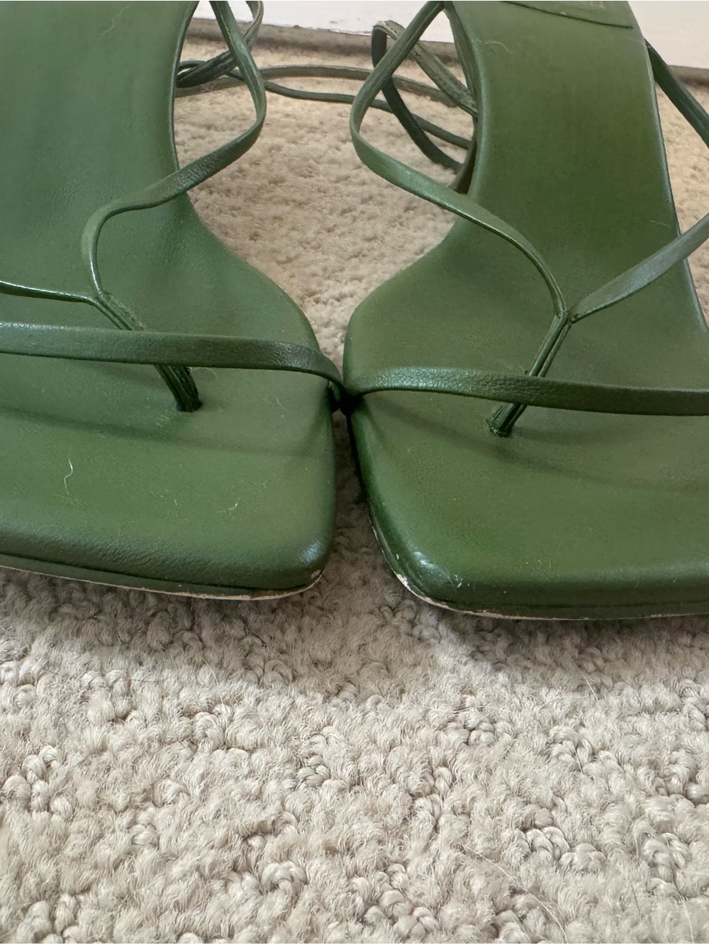 Jeffrey Campbell Olive Green Strappy Square-Toe Sandals - Picture 2 of 7